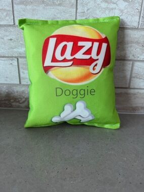 3 Plush Paw-Tato Chips Plush Bag squeaky dog toys